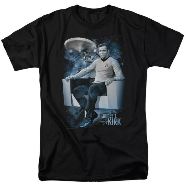 

star trek captain's chair tv show t-shirt sizes s-3x new, White;black