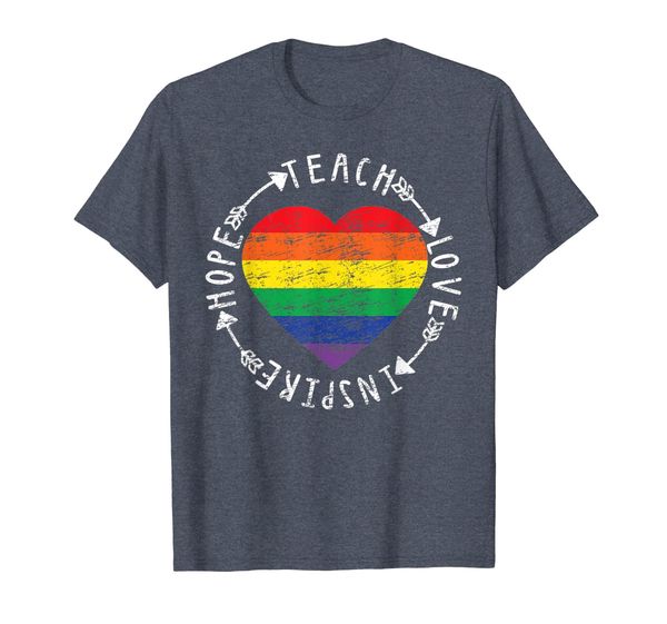 

teach love inspire hope t shirt heart lgbt gift for teacher, White;black
