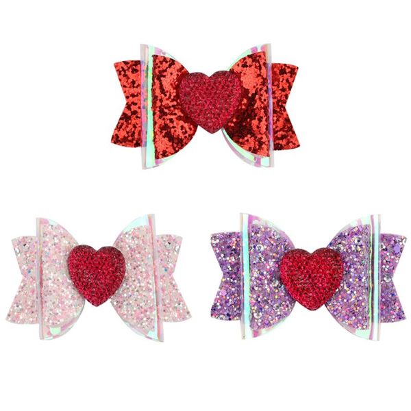 

hair accessories 2021 love heart glitters clips christmas for baby girl barrettes ornament headband kids hairpins, Slivery;white
