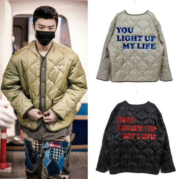 

men's outerwear kkkk inner liner cotton jacket you light up my life letter gd fan chengcheng same style fashion 299, Black;brown