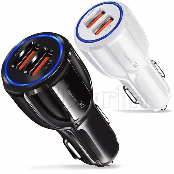 30 W Rápido Carregamento Rápido Dual USB Carregador de Carro Portátil Adaptador de Energia Automática Para iPhone 14 15 12 13 Samsung S10 S22 S23 S24 HTC PC GPS Android Phone