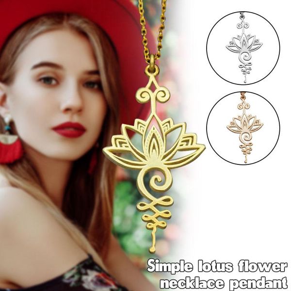 

chains 2021 lotus radiance necklace for women girls flower shaped pendant neck chain yoga prayer jewelry gifts aic88, Silver