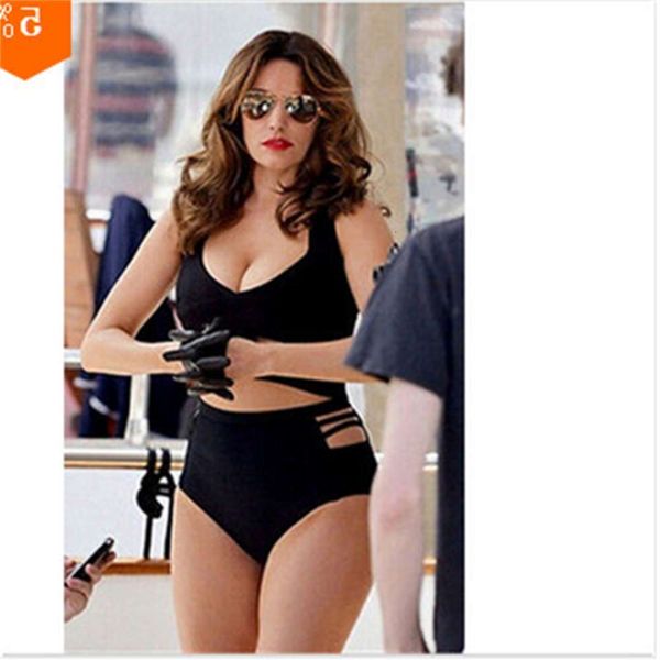 

the bikini fattening bikini solid color split swimsuit, White;black