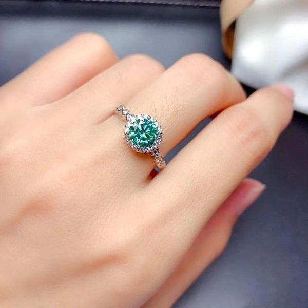 

meibapj 1/2 s green moissanite diamond fashion trend ring for women 925 sterling silver fine wedding jewelry cluster rings, Golden;silver