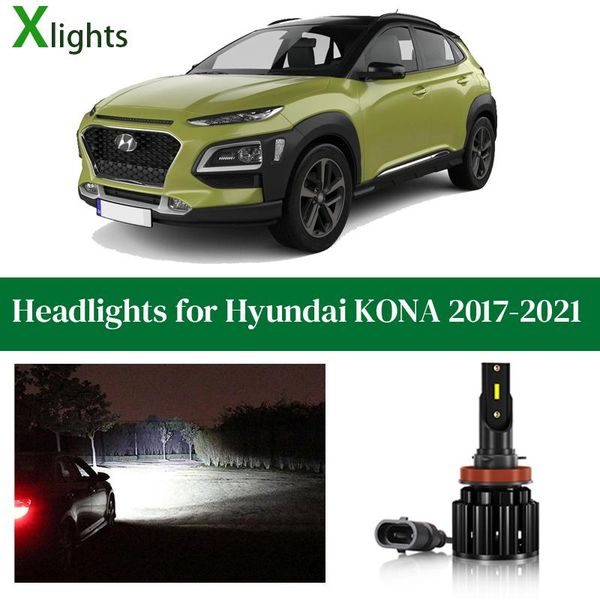 

car headlights xlights for kona 2021 led headlight bulb low high beam lamp 12v headlamp auto light accessories