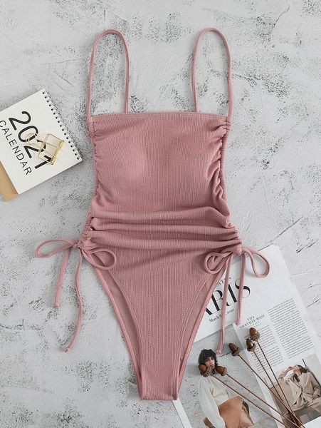 

drawstring side one piece swimsuit y0hw#, White;black