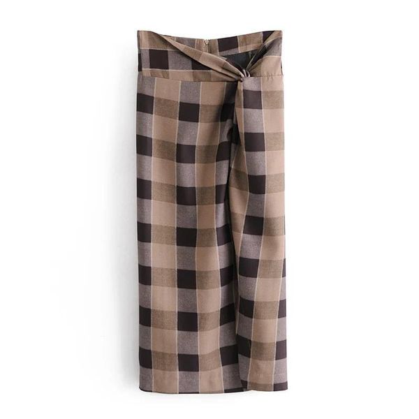 

skirts autumn winter vintage plaid skirt women high waist package hip pencilskirt fold effect front split, Black