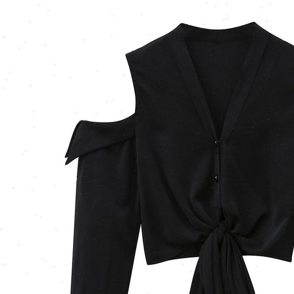 

blusas mujer de moda womens blouses long sleeve off shoulder v neck black chiffon shirt blusa d500, White