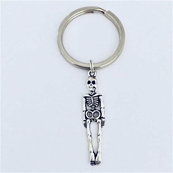 

keychains skull keyring, skeleton keychain, goth gifts, human body gift, alternative halloween anatomy gift., Silver