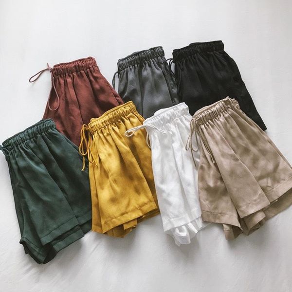 

women's shorts 2021 summer fashion trend pure color pants green yellow white black 5 optional casual for woman