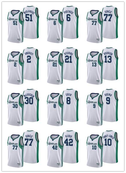 

2021-22 dallasmavericksmen luka doncic boban marjanovic kristaps porzingis city 75th anniversary white basketball jersey, Black