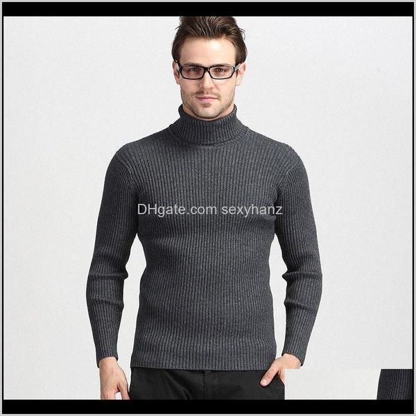 

apparel drop delivery 2021 winter high collar sweater pullover solid color slim yarn male sweaters turtleneck mens clothing miesten villapai, White;black
