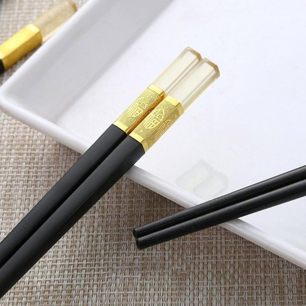 

chopsticks 1 pair steel metal amber alloy chopstick kitchenware blossom tools skid sushi household i4i0