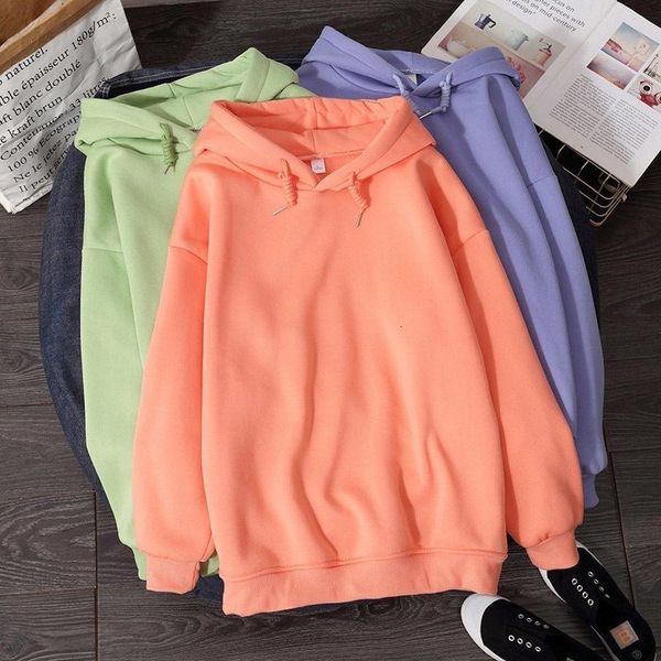 

hoodies velvet oversize women autumn winter female loose casual pullover hoodied solid color hoodies sweatshirts, Black