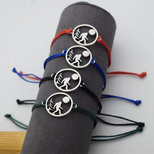 

link, chain pine tree full moon bigfoot bracelets minimalist jewelry for men women, Black