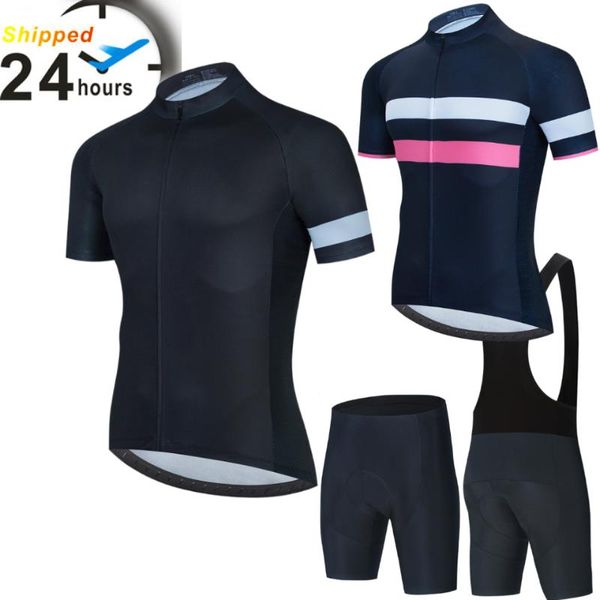 

racing sets 2021 men cycling clothing summer short sleeve breathable anti-uv shirt road bicycle wear mtb bike bib shorts equipment, Black;blue