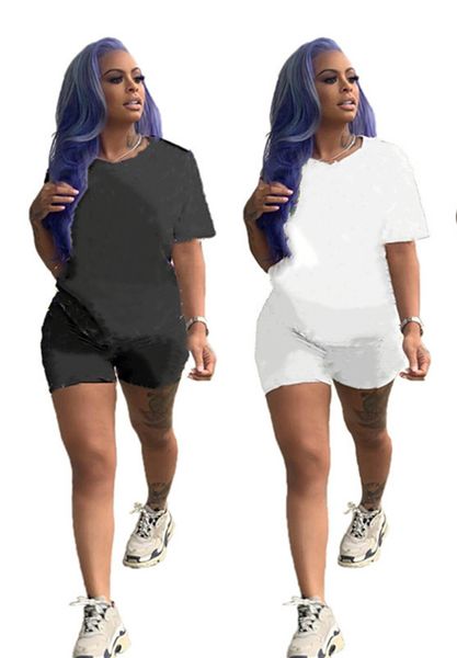 

plus size s-3xl womens tracksuits sports running suit casual two piece sets summer clothing shoer sleeve t shirts+mini shorts letter print o, Gray