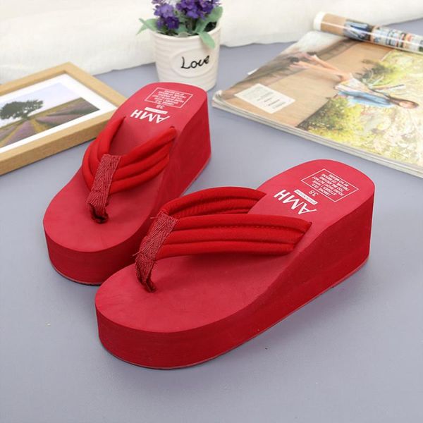 

slippers 2021 fashion women flip flops summer beach platform casual outside wedges sandals shoes leisure, Black