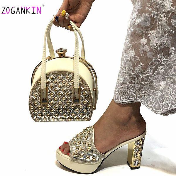 

white design fashion ladies shoes and bag set for party italian autumn african slippers with matching big size dress, Black