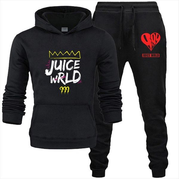 

trap rap rip juice mens tracksuits wrld two piece set wear 2 outfit for men women hip hop hoodies suits, Gray