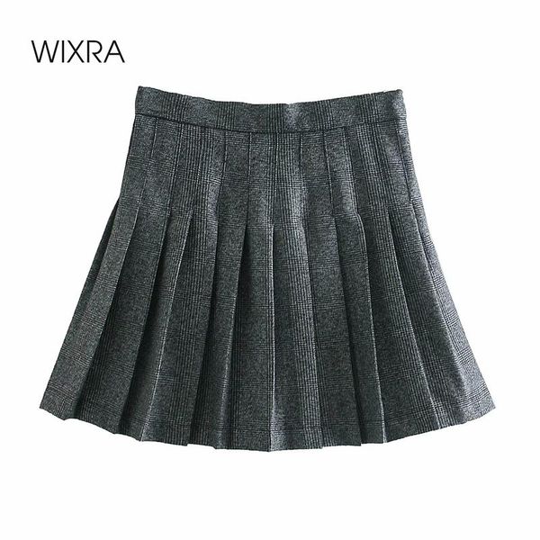

skirts wixra womens gray plaid pleated mini bottoms girls clothing preppy style high waist ladies spring summer, Black