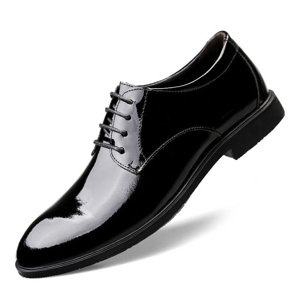 

men's busins drs leather shoes round head single cowhide wedding, Black