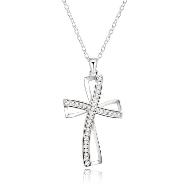 

chains 925 silver necklace cross cz pendant female wedding party clavicle chain romantic valentine's day jewelry
