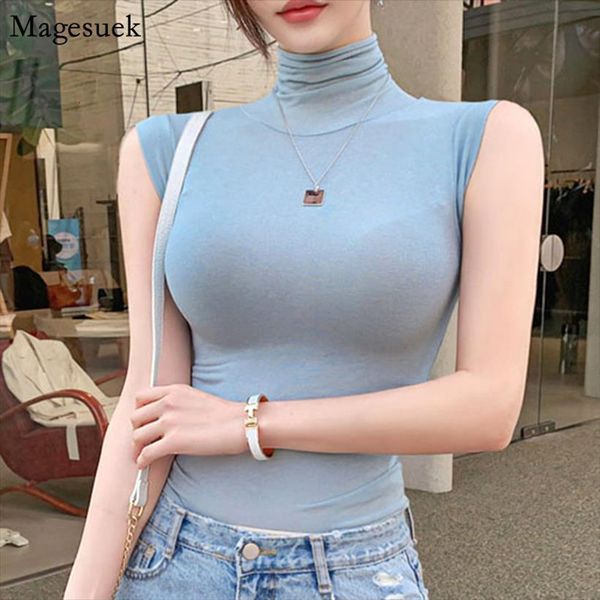 

summer modal corset to women tank wear out sleeveless turtleneck korean casual white clothes 11972