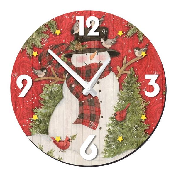 

wall clocks snowman red background wooden clock christmas decorative silent living room outdoor decor wood