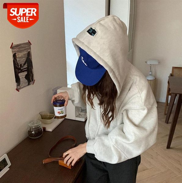 

huang zheng basic multicolor hooded plus velvet sweater women korean style warm loose women's jacket wt78410 #o667, Black;gray