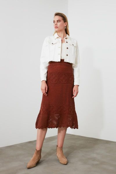 

skirts trendyol mesh detailed knitwear skirt twoaw21et0120, Black