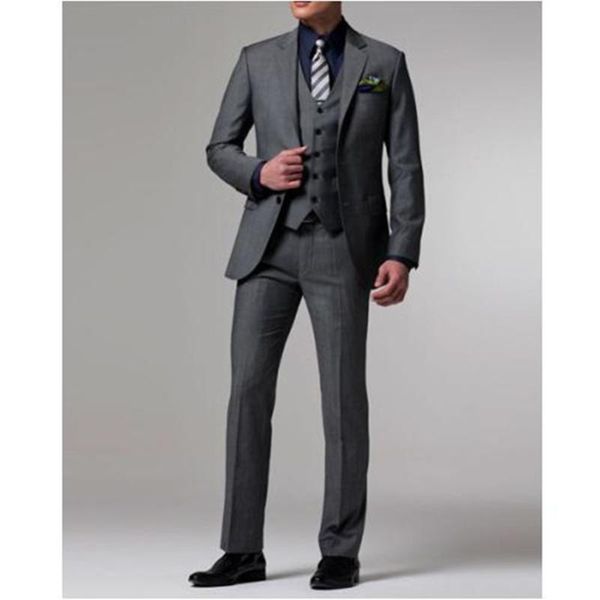 

arrivals custom made dark gray groom tuxedo wedding suits for men man business ( jacket+pants+vest) men's & blazers, White;black