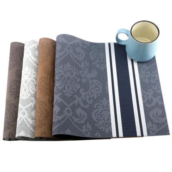 

table runner 4pcs/set pvc placemat square color home desk mat mats for dining coasters slip-resistant kitchen pads