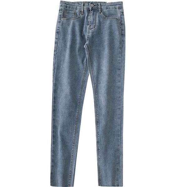 

jeans gjbd women's 2021 spring y2k streetwear woman high waist self cultivation denim trouser vintage e girl skinny pants, Blue