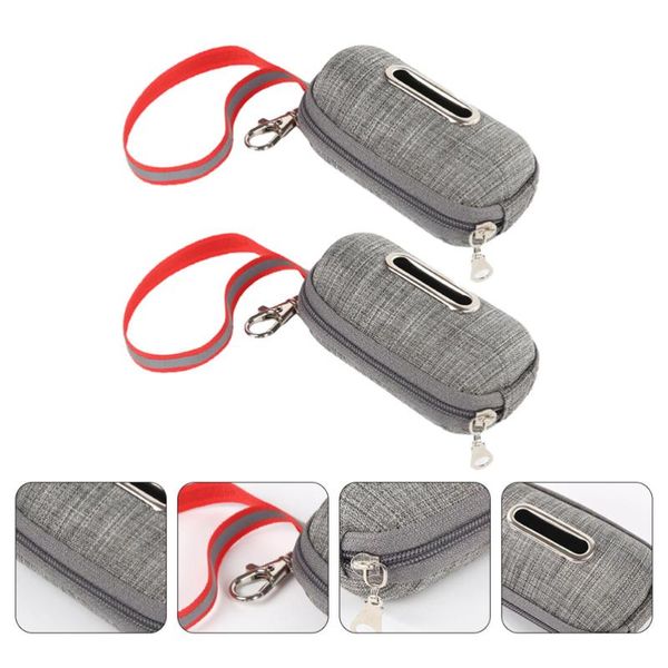 

waste bins 2pcs pet rubbish bag dispensers pouches outdoor supplies(grey)