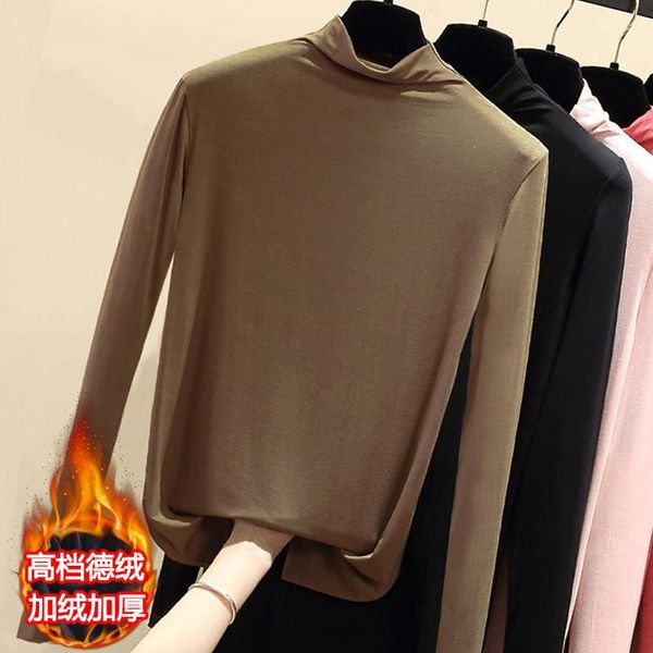 

modal turtleneck women's long-sleeved t-shirt autumn and winter top, White