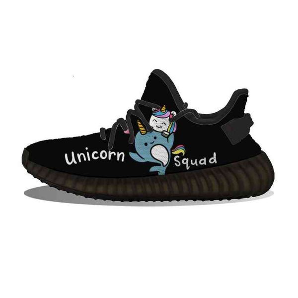 

diy customizedwhale unicorn squad running shoes mesh printed mens womens trainers outdoor sports sneakers, Black;white