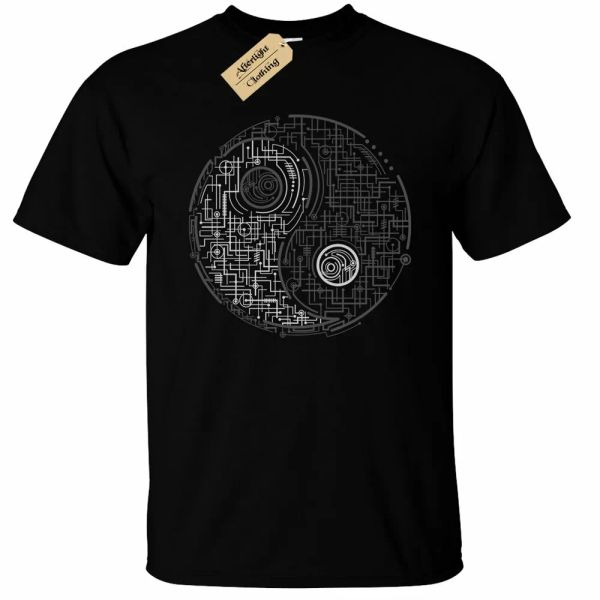 

elÃ©ctrico balance yin yang camiseta hombre harmony paz circuit, White;black