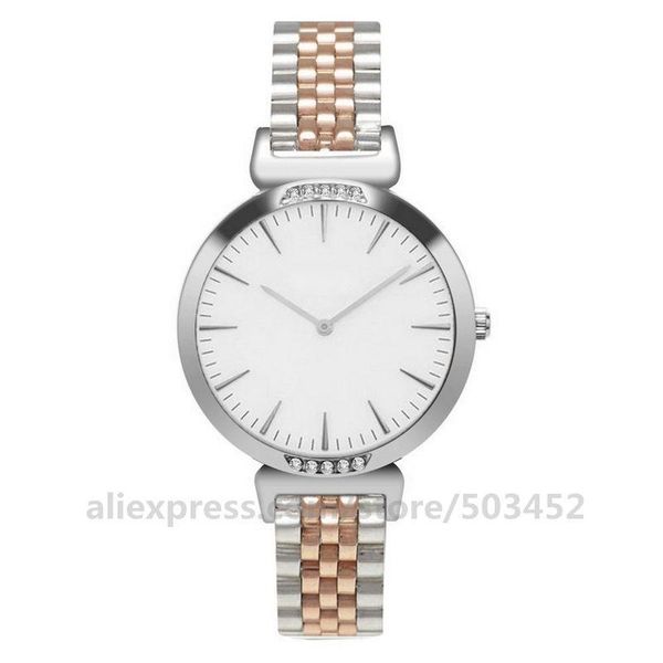 

wristwatches 50pcs/lot arrival fashion simple design diamond case roma number steel wrist watch with no logo, Slivery;brown