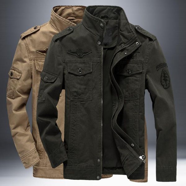 Jaquetas masculinas homens jaqueta casual algodão lavado casacos militares exército ao ar livre stand collar outerwear masculina casaco parka mens preto