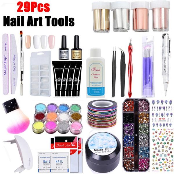 

nail art kits hard jelly gel sticker brush manicure tools builder set
