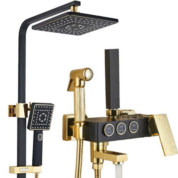 

shower faucet set white gold black wall mounted suit brass water mixer support rainfall head gun bathroom sets