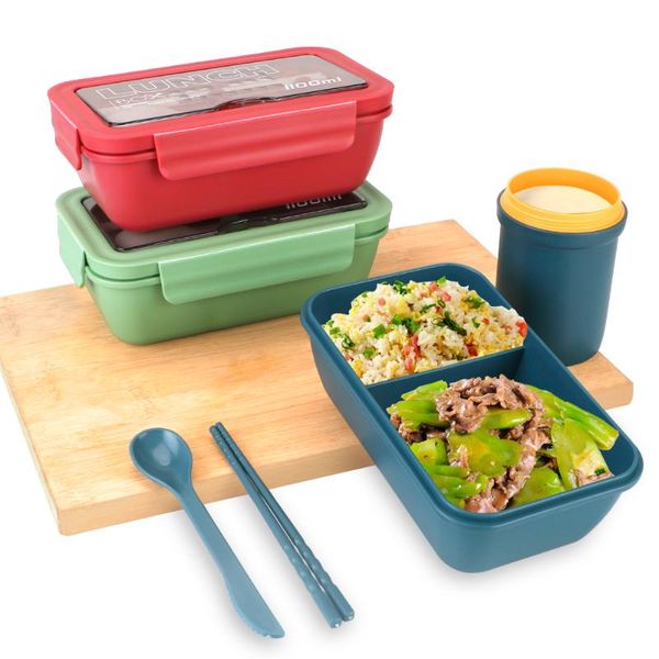 

dinnerware sets wheat straw material 1100ml lunch box microwave eco-friendly container storage home supplies