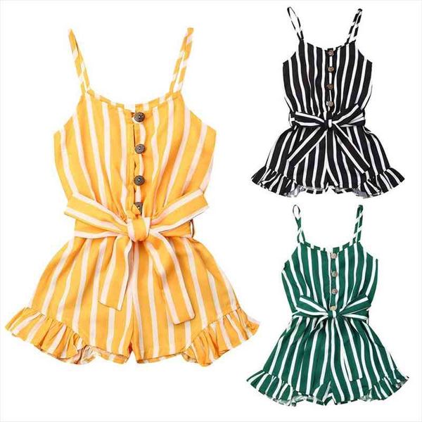 

3-8years kid girls striped jumpsuit summer girls sleeveless overalls playsuit children costumes red black blue, White