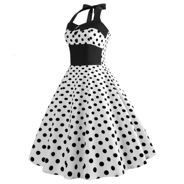 

Casual Dresses Women's Retro Sleeveless Sexy Dot Printed Dress Spring Vintage Style Big Swing F24M, Black;gray