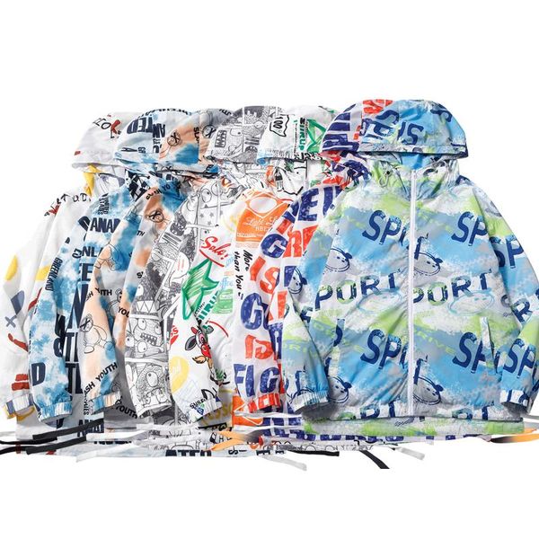 

mens jackets quick dry fashion skin coat sunscreen waterproof uv women cartoon print thin outwear ultra-light windbreaker jacket, Black;brown