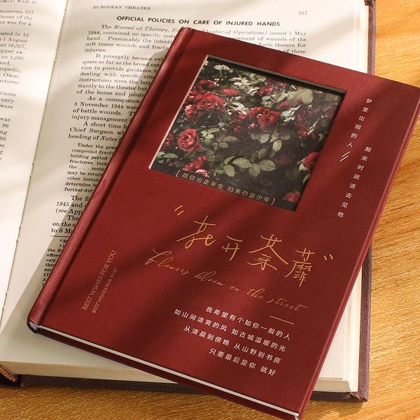 

notepads notebook literary and artistic exquisite retro salt ins wind horizontal line record book student handbook diary notepad, Purple;pink