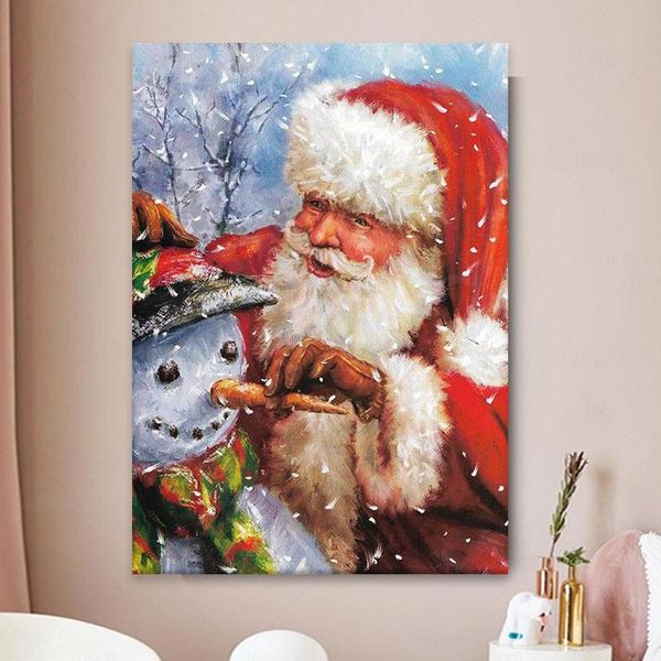 

paintings christmas poster wall art canvas painting santa snowman landscape picture living room gifts home decoration