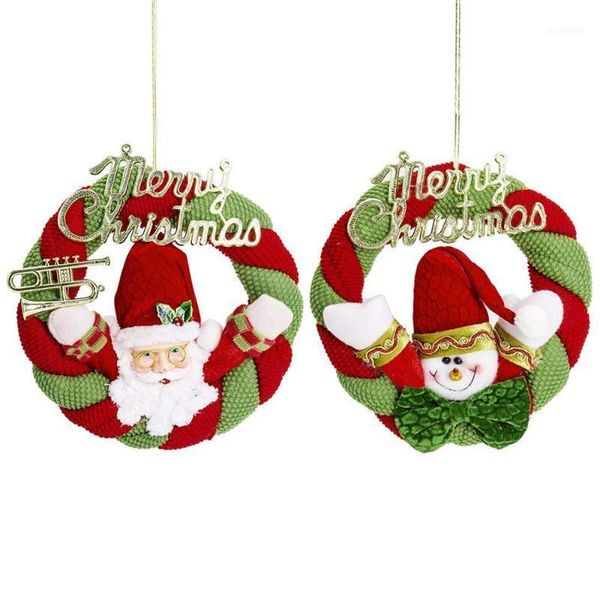 

christmas decorations 2pcs wreaths merry xmas gift ornaments santa claus snowman door wall hanging cloth pendant decoration1