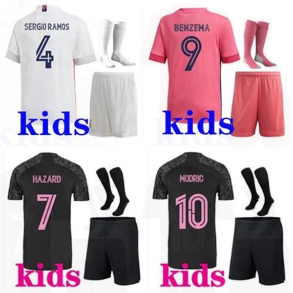 

men's t-shirts 20 21 sergio ramos kids kit real madrides shirt jovic benzema modric hazard valverde child, White;black